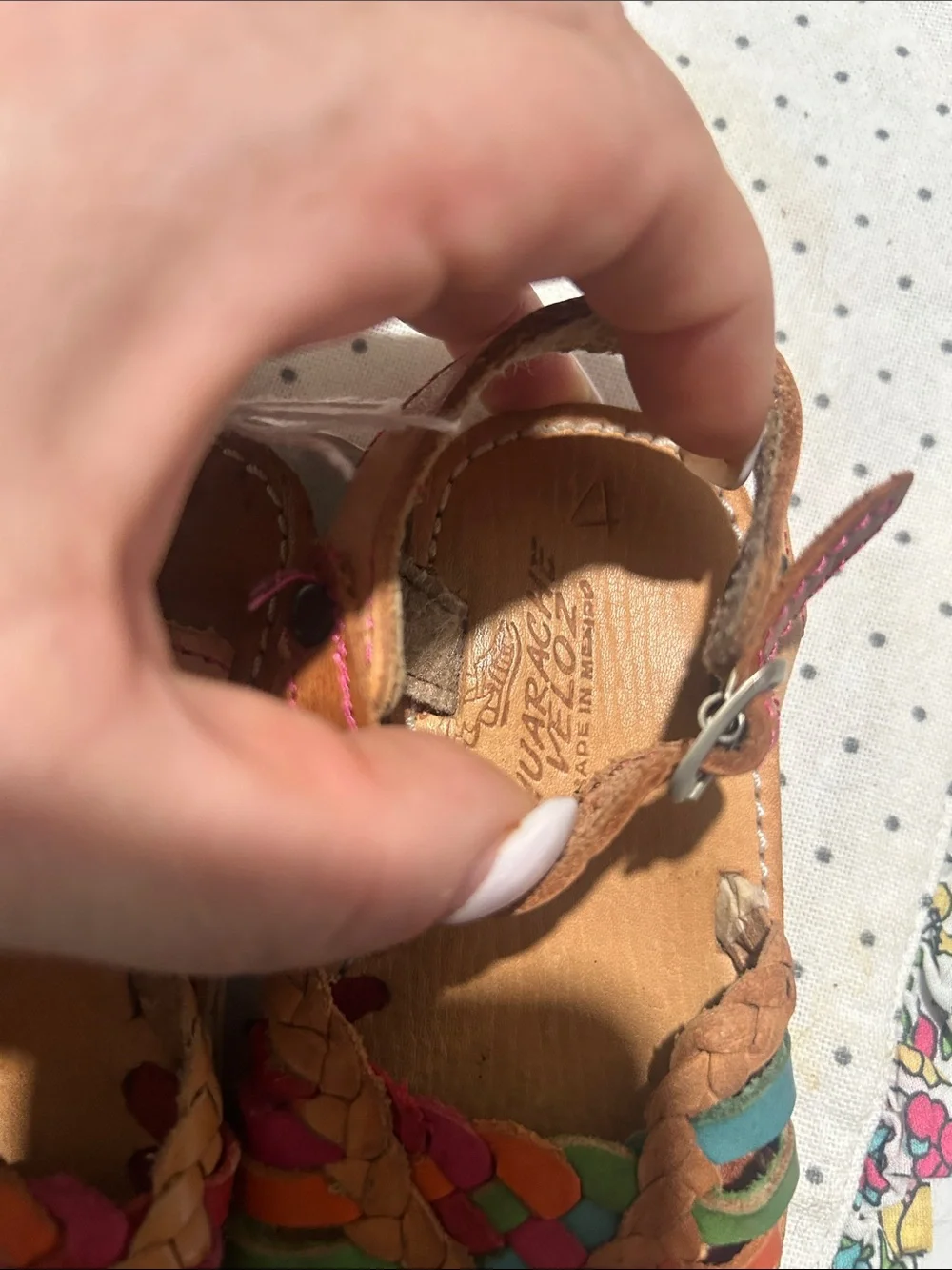 Braided Multi-Color Leather Kids Sandals - Tan Footbed